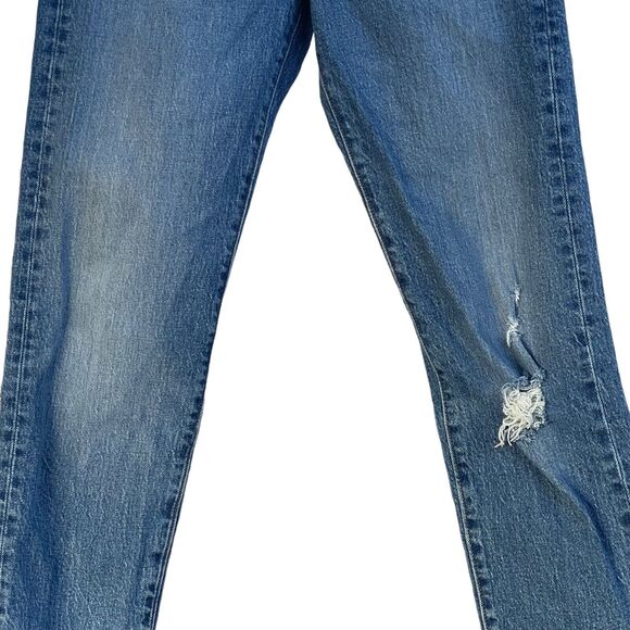 Levi’s SZ 24 Wedgie Jeans Button-Fly Distressed Frayed Hems Medium Wash Blue - Picture 3 of 12